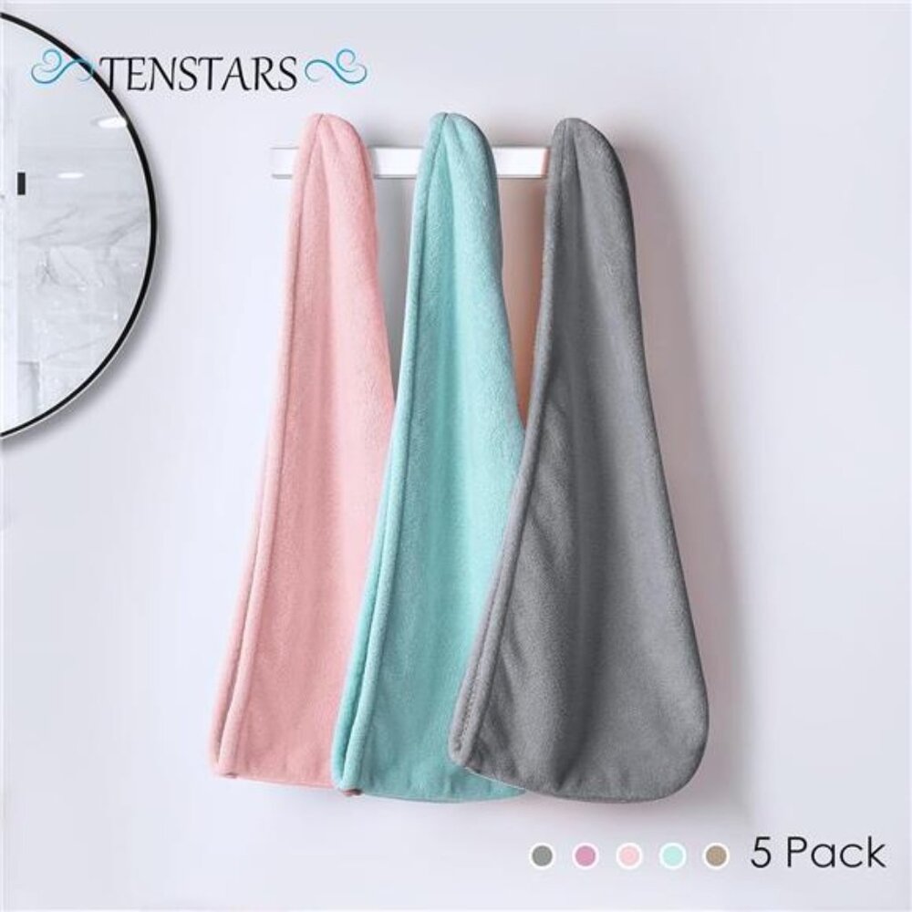 5 Pack Thicken Microfiber Hair Towel Wrap for Women - Elastic Loop - Picture 14 of 16